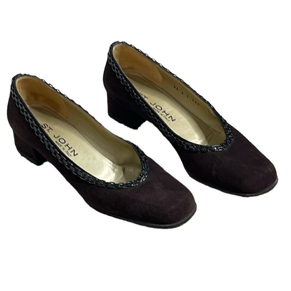 ST.JOHN BROWN‎ SUEDE BLOCK HEELS  SIZE 8